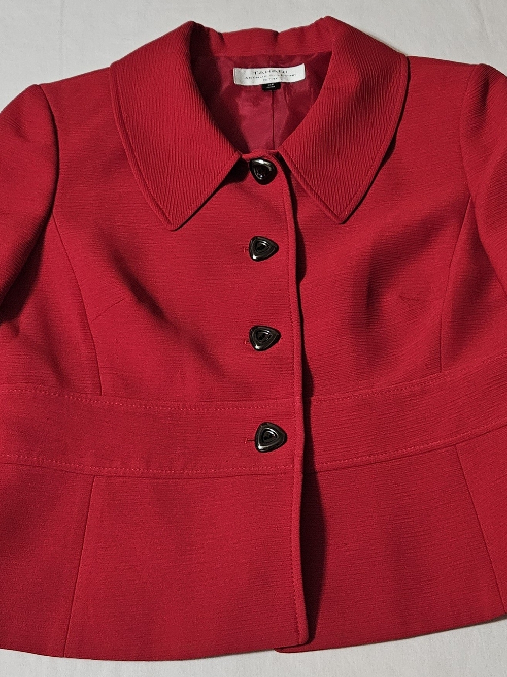 Tahari Arthur S. Levine Petite Red Button Front Blazer Jacket Size 14P